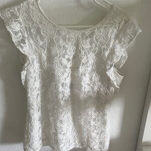White House Black Market Ivory Lace Blouse